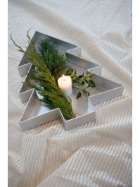 SILVER PAPER TRAY XMAS TREE SHAPE 30CM X 40CM X 4CM