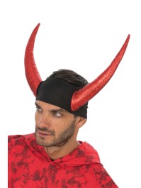 STIRNBAND HAARGUMMI HÖRNER TEUFEL ROT 29CM