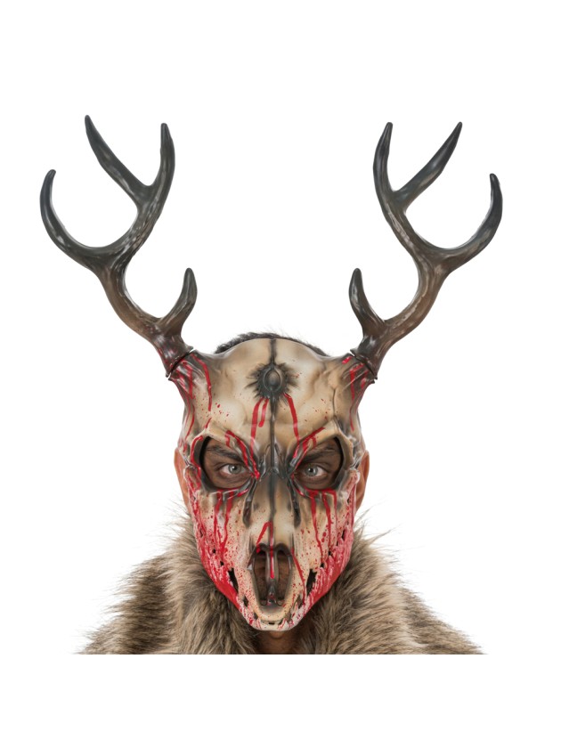 MASQUE MOUSSE BETE A CORNES ENSANGLANTEE 38CM X 20CM X 44CM