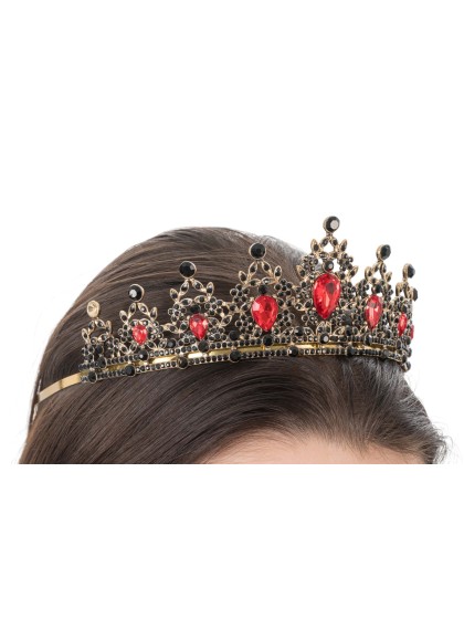 RED AND BLACK DIAMONDS GOTHIC TIARA 14.5CM X 17CM X 5.5CM