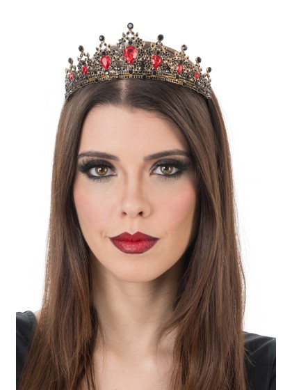 KRONE DIADEM GOTHIQUE DIAMANTEN ROT UND SCHWARZ 14.5CM X 17CM X 5.5CM