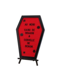 TABLEAU A LETTRES CERCUEIL AVEC CHEVALET EN BOIS 28.5CM X 1.8CM X 40CM