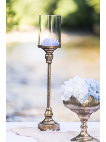 KERZENHALTER AUF FUSS MAJESTIC GOLD MATT BROSSE DIA 12.5CM X 61CM