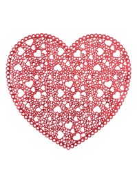 SET DE TABLE PVC AJOURE COEURS ROUGES 41CM X 39CM