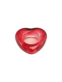 WINDLICHT GLAS FORM HERZ ROT 8CM X 8CM X 2.6CM