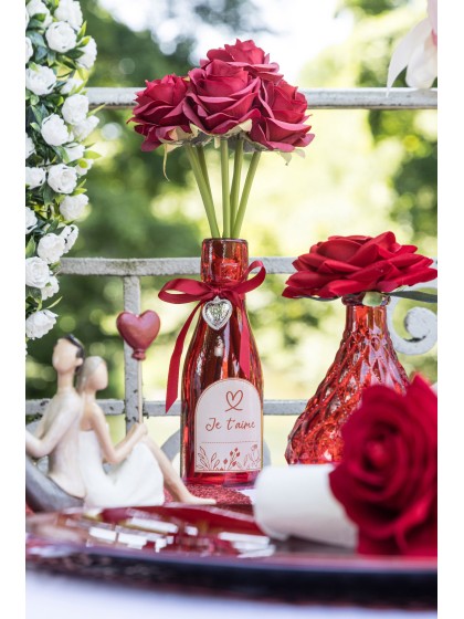 FLASCHE GLAS ROT HERZ JE T’AIME DIA 5.5CM X 16CM