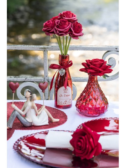 FLASCHE GLAS ROT HERZ JE T’AIME DIA 5.5CM X 16CM