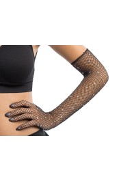 GANTS FILET NOIR AVEC STRASS TU - 45CM