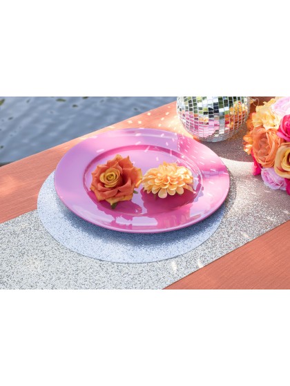 4 SILVER SHIMMER PLACEMATS DIA 34CM
