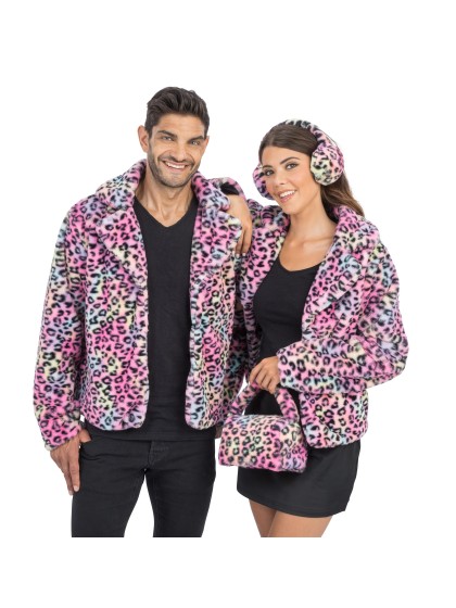 MUTICOLOR LEOPARD FAKE FUR HANDBAG 20CM X 12CM X 22CM