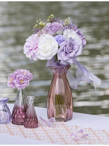 VASE COROLLE VERRE ROSE NYMPHEA DIA 9.2CM X 8.3 CM X 20CM