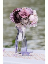 VASE COROLLE VERRE LILAS DIA 9.2CM X 8.3 CM X 20CM