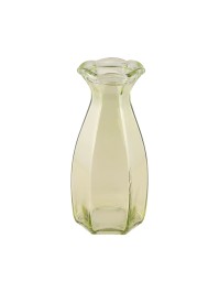 WATERLILY GREEN COROLLE GLASS VASE DIA 9.2CM  X 8.3 CM X 20CM