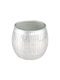 TOPF GLAS DISKOKUGEL SILBER DIA 10CM X 9CM