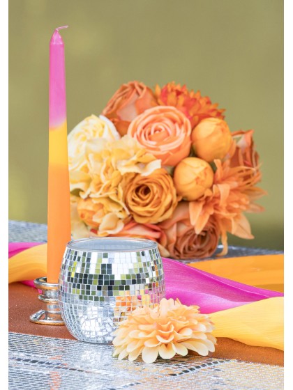 TOPF GLAS DISKOKUGEL SILBER DIA 10CM X 9CM