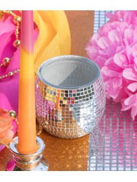 SILVER GLASS POT PARTY BALL STYLE DIA 10CM X 9CM