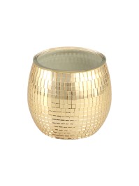 TOPF GLAS DISKOKUGEL GOLD DIA 10CM X 9CM