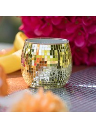 TOPF GLAS DISKOKUGEL GOLD DIA 10CM X 9CM