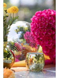 TOPF GLAS DISKOKUGEL GOLD DIA 10CM X 9CM