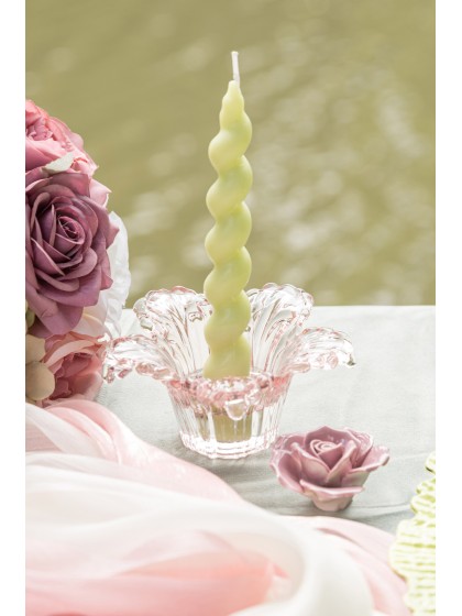 PINK GLASS NYMPHEA CANDLEHOLDER DIA 12.5CM X 6CM