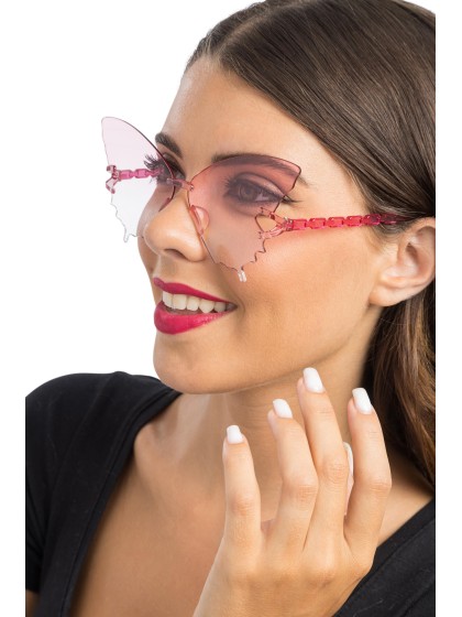PINK PLASTIC BUTTERFLY GLASSES 15CM X 15CM X 6.5CM
