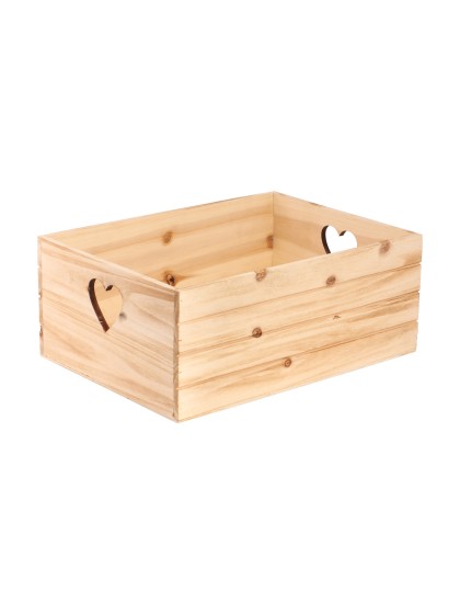 SET 3 HOLZKISTEN HOLZ HERZ 35X25X14CM/ 30X20X12.5CM/25X15X10CM