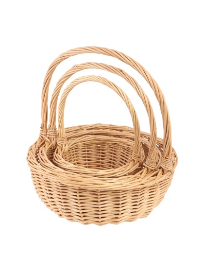 SET 3 PANIERS OSIER NATUREL 29X10X30CM/ 24X9X25CM/ 17X8X20CM