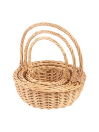 SET 3 PANIERS OSIER NATUREL 29X10X30CM/ 24X9X25CM/ 17X8X20CM