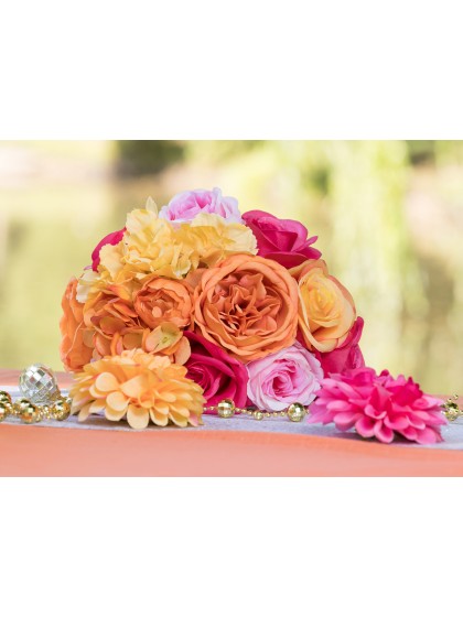 YELLOW/ORANGE/PINK/FUCHSIA BLOOM BUNCH DIA 20CM X 32CM