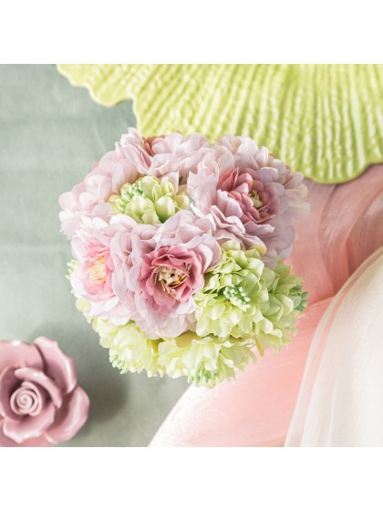 MINI BLUMENSTRAUSS KAMELIE ROSA BLUSH 11CM X 8CM X 13CM