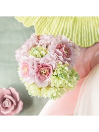 MINI BLUMENSTRAUSS KAMELIE ROSA BLUSH 11CM X 8CM X 13CM