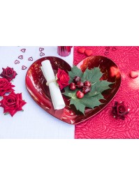 PP RED CHARGER PLATE HEART SHAPE 35.4CM X 33CM