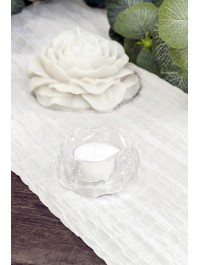 KERZENHALTER GLAS FORM KAMELIE TRANSPARENT 6.5CM X 6.5CM X 3.7CM