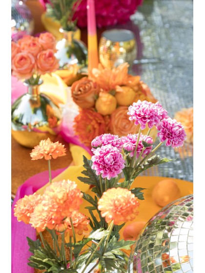 BOUQUET 3 TIGES TAGETES FRAMBOISE 12CM X 8CM X 59CM