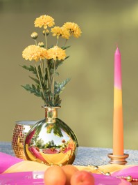 BLUMENSTRAUSS 3 STIELE TAGETES GELB 12CM X 8CM X 59CM