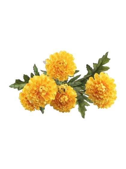 BOUQUET 3 TIGES TAGETES JAUNES 12CM X 8CM X 59CM