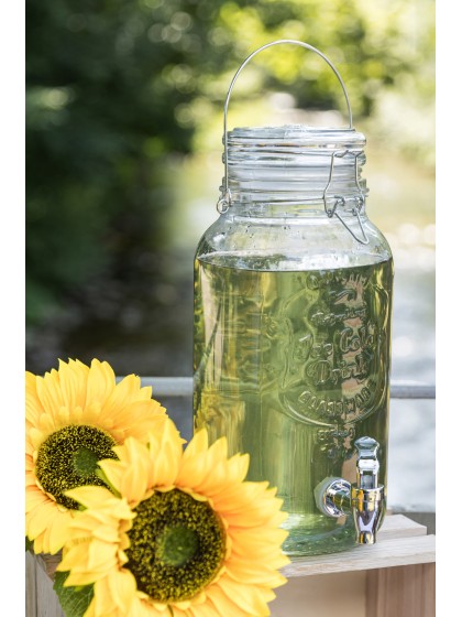 3.8L GLASS DISPENSER 15.3CM X 15.3CM X 31.5CM