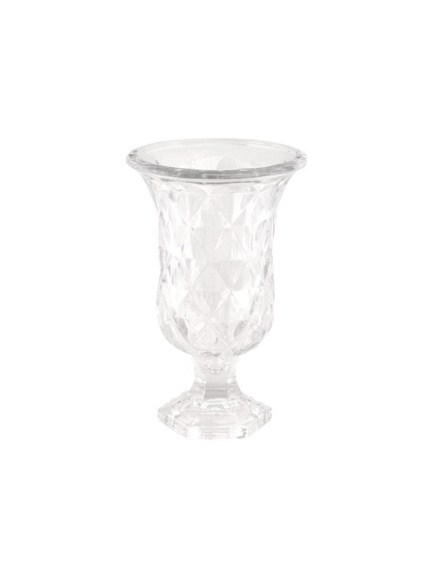 CLEAR VENICE GLASS VASE 17.8CM X 17.8CM X 28.5CM