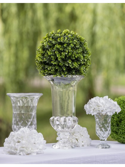 CLEAR FLORENCE GLASS VASE 21.5CM X 21.5CM X 37.5CM