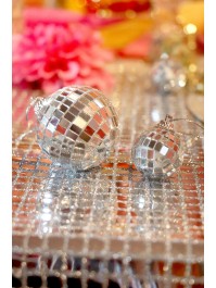 BOX OF 18 SILVER DISCO BALLS 10PCS DIA 3CM / 8PCS DIA 5CM