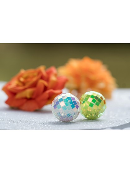 BOITE 10 BOULES A FACETTES COLORIS IRISE ASSORTIS DIA 4CM
