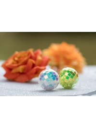 BOITE 10 BOULES A FACETTES COLORIS IRISE ASSORTIS DIA 4CM