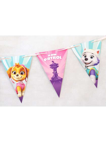 WIMPELKETTE ROSA PAW PATROL © 190CM X 18CM