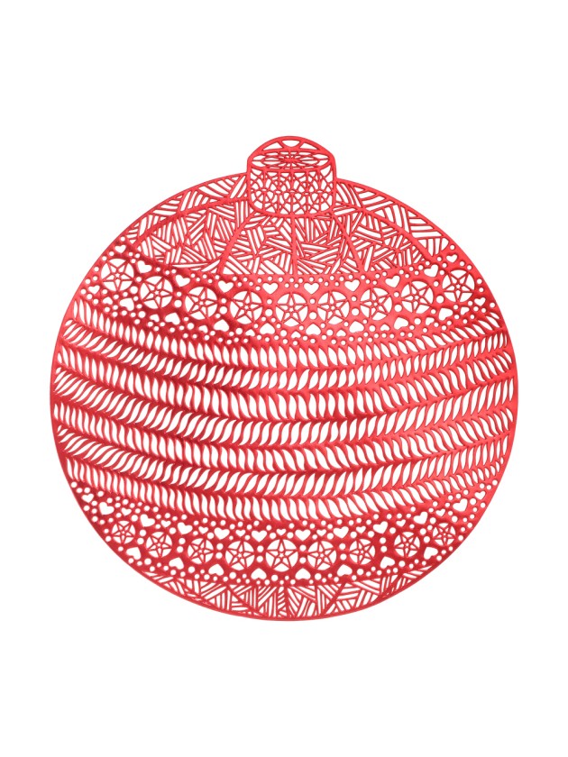PVC PLACEMAT RED XMAS BALL 38CM X 39CM X 0.1CM