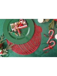 SET DE TABLE PVC BOULE DE NOEL AJOUREE ROUGE 38CM X 39CM X 0.1CM