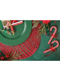 SET DE TABLE PVC BOULE DE NOEL AJOUREE ROUGE 38CM X 39CM X 0.1CM
