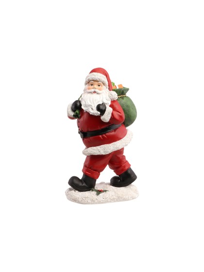 PERE NOEL RESINE AVEC CADEAUX DANS HOTTE VERTE 13CM X 11CM X 23.5CM