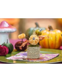 MINI BOUQUET FEUILLAGES ET CITROUILLES DIA 5CM X 14.5CM