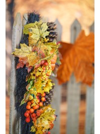 HARVEST HANGING OR TABLE CENTER SUNFLOWERS AND PUMPKINS 70CM X 40CM X 13CM
