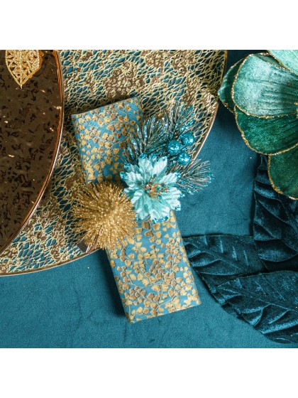MINI BOUQUET SAPIN POINSETTIA TEAL 2 ASS ENV 7.5CM X 3CM X 16CM